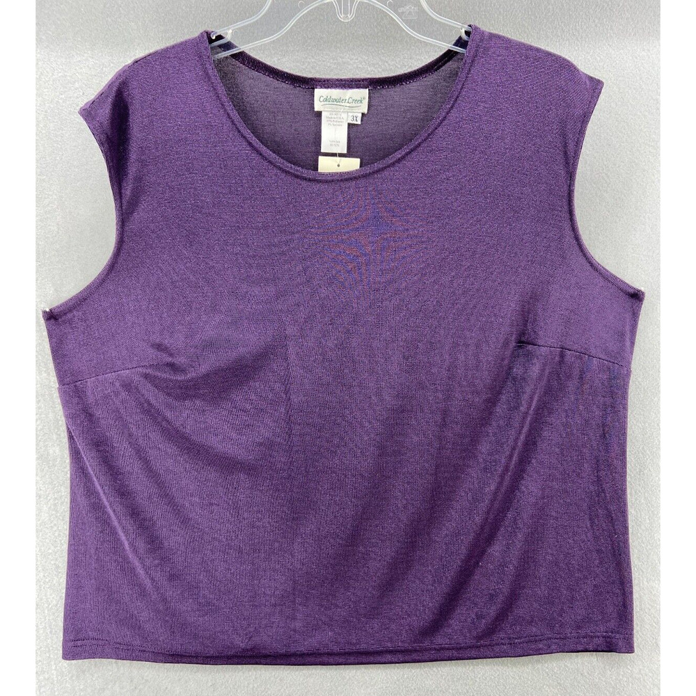 NWT COLDWATER CREEK Sweater 3X Purple Sleeveless Slinky Fabric Cami Round Neck